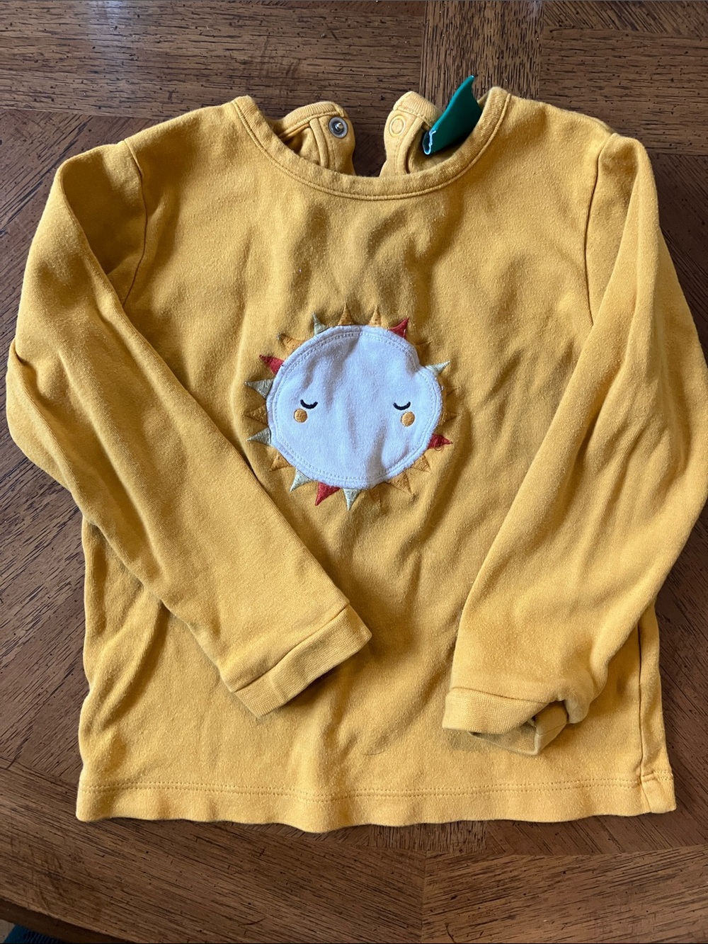 Little Green Radicals Mustard Yellow Long-Sleeve Sun Appliqué Top